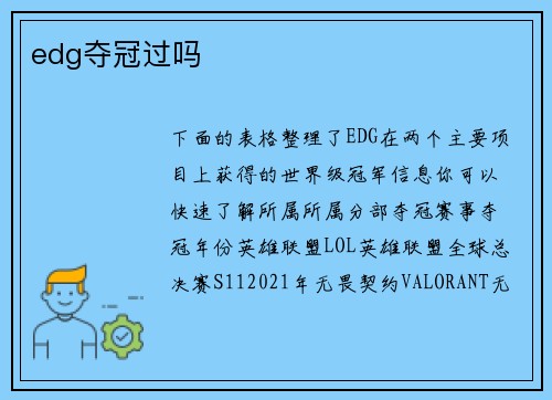 edg夺冠过吗