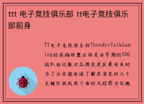 ttt 电子竞技俱乐部 tt电子竞技俱乐部前身
